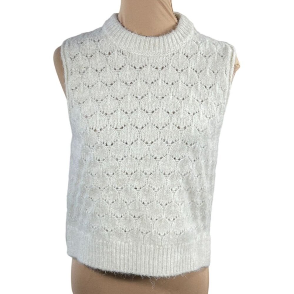 Universal Thread Knit Sweater Vest Mock Neck Cream Size S Small